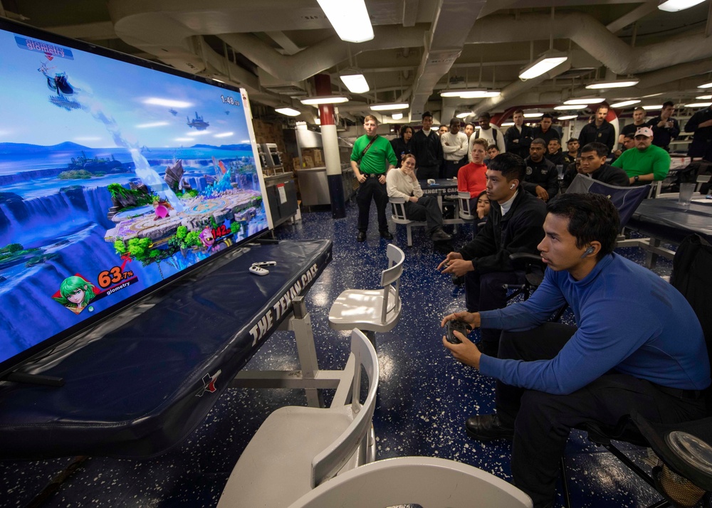 US Navy Sailors Play in a Super Smash Bros. Tournament Aboard USS George H.W. Bush