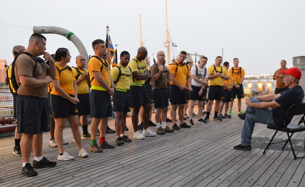 CPO Selects participate in history and heritage training aboard the Battleship Wisconsin