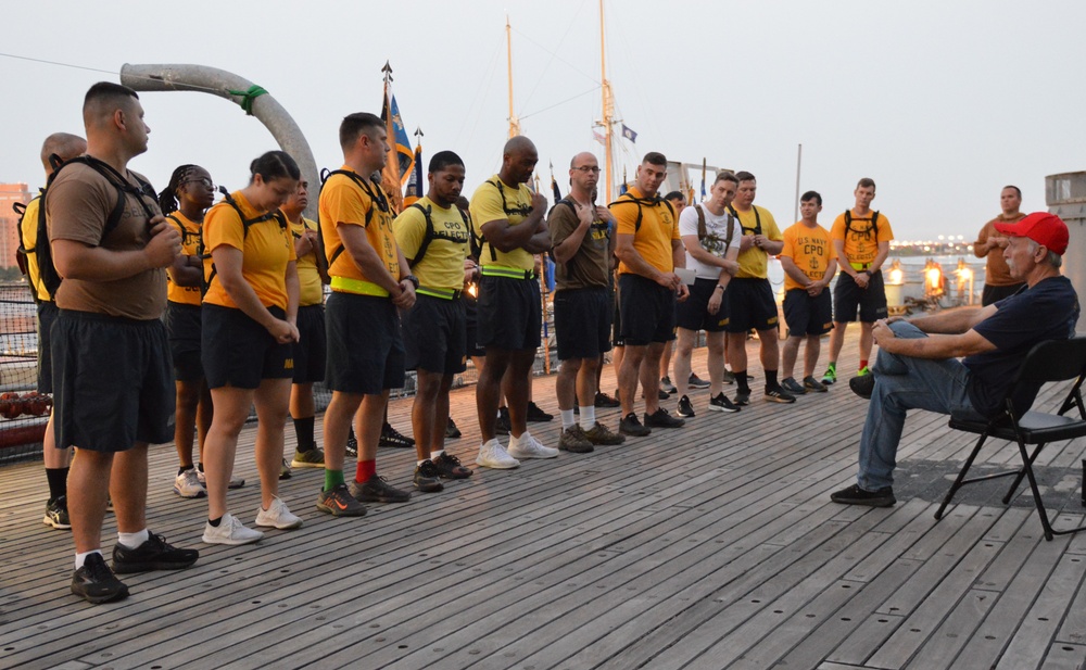 CPO Selects participate in history and heritage training aboard the Battleship Wisconsin