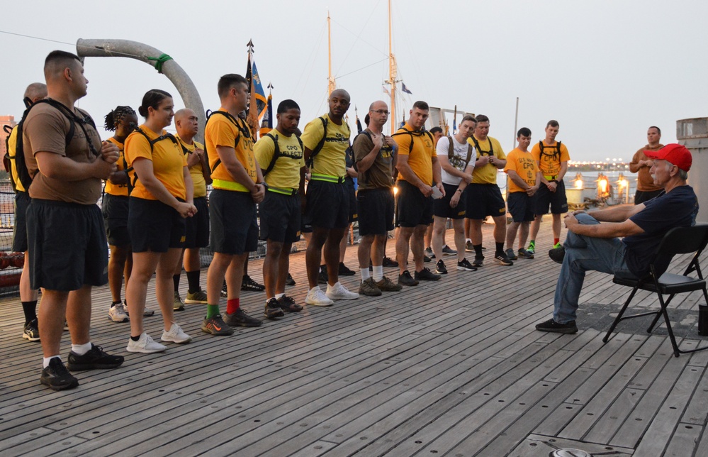 CPO Selects participate in history and heritage training aboard the Battleship Wisconsin