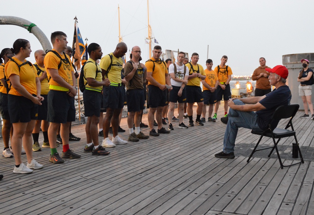 CPO Selects participate in history and heritage training aboard the Battleship Wisconsin