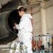 Aircraft maintainers work on E-8C Joint STARS engine