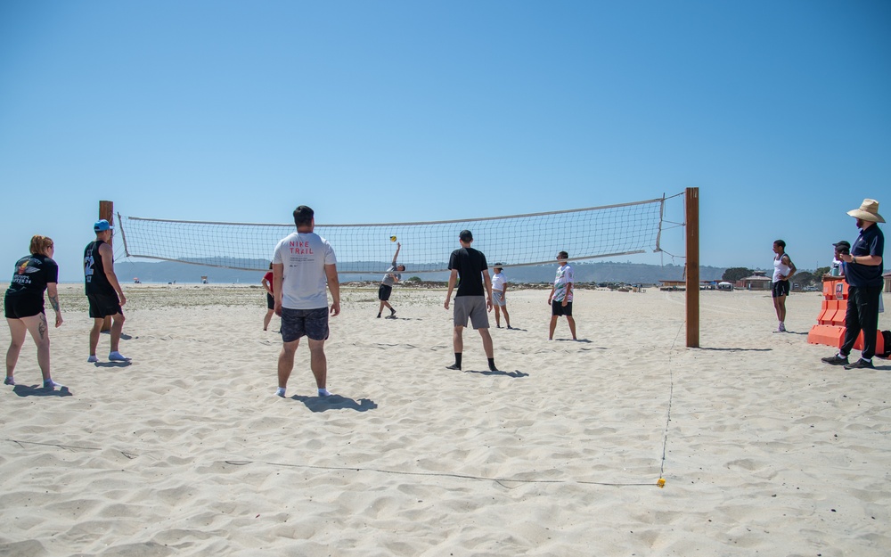 USS Carl Vinson (CVN 70) Sailors Compete in the Captain's Cup Volleyball Final at Breaker's Beach