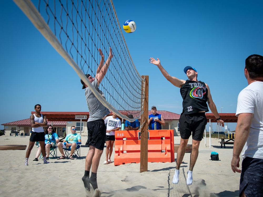 USS Carl Vinson (CVN 70) Sailors Compete in the Captain's Cup Volleyball Final at Breaker's Beach