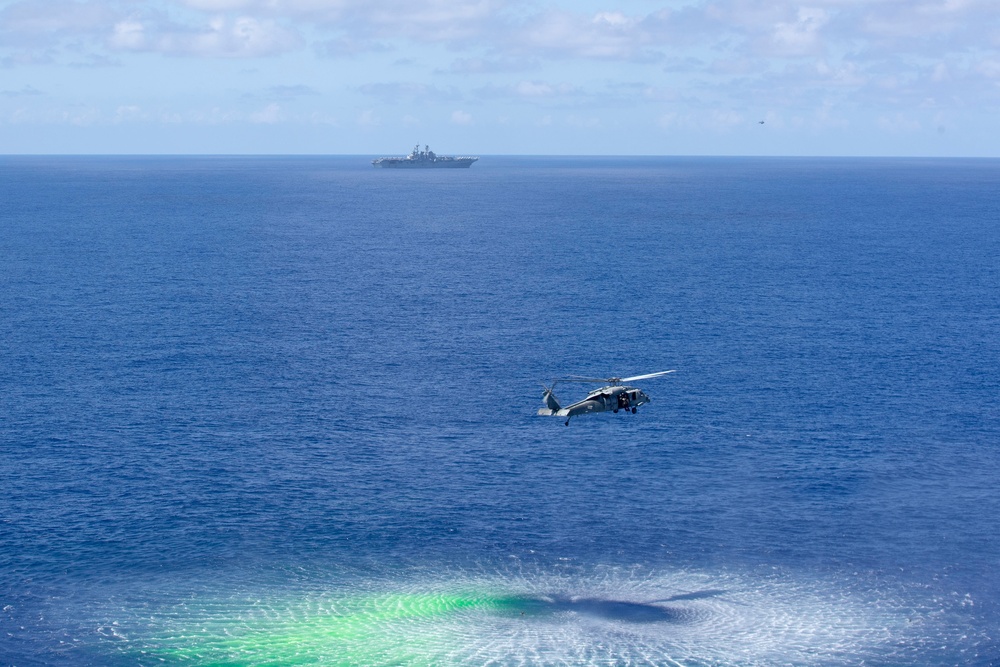 HSC-23 Flies SAR Training from USS Tripoli (LHA 7)