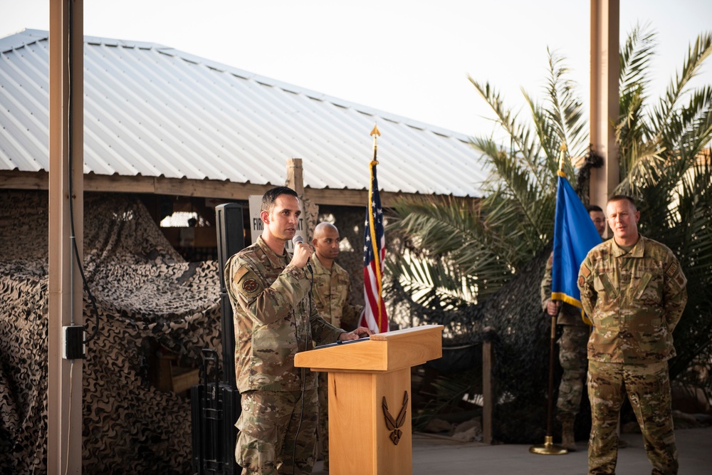 Firefighter promotes to Chief Master Sergeant while deployed