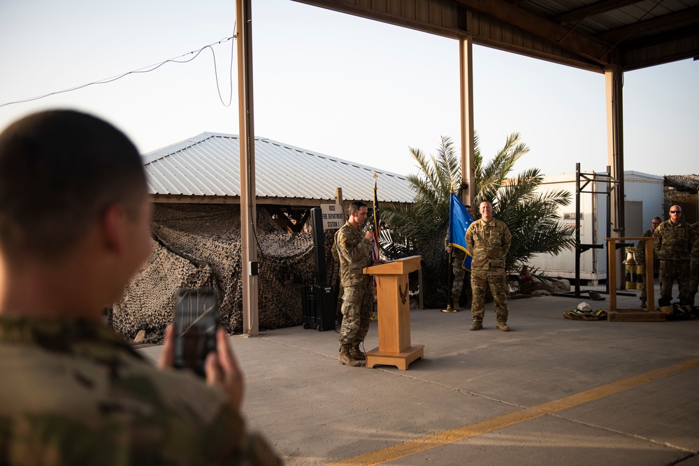 Firefighter promotes to Chief Master Sergeant while deployed