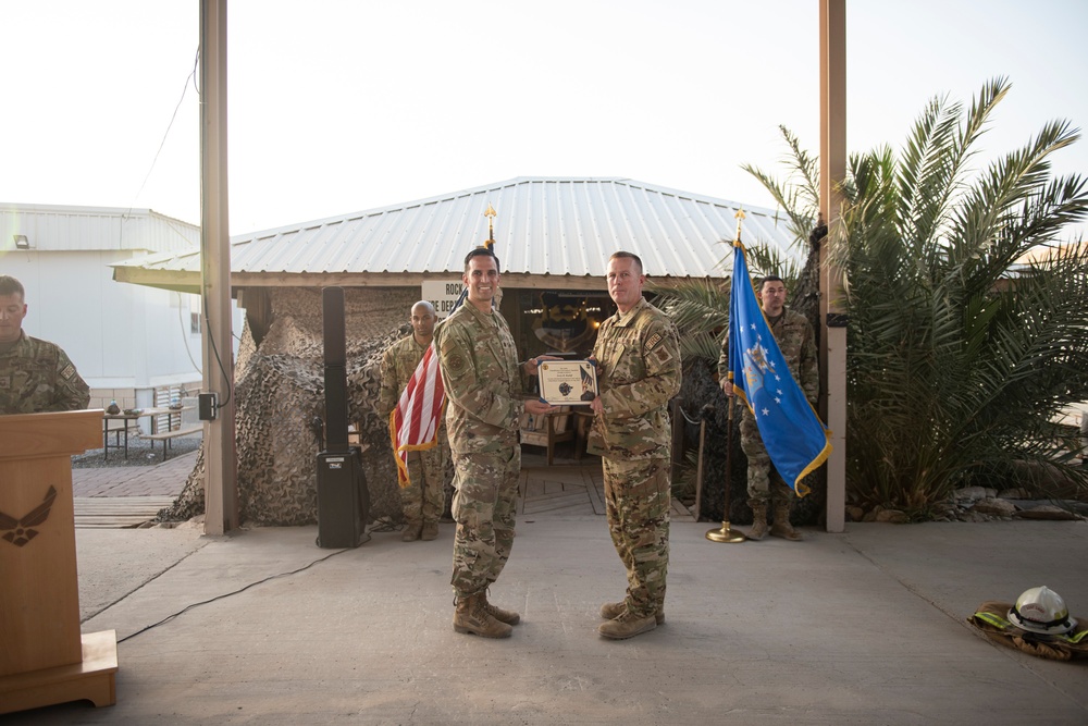 Firefighter promotes to Chief Master Sergeant while deployed