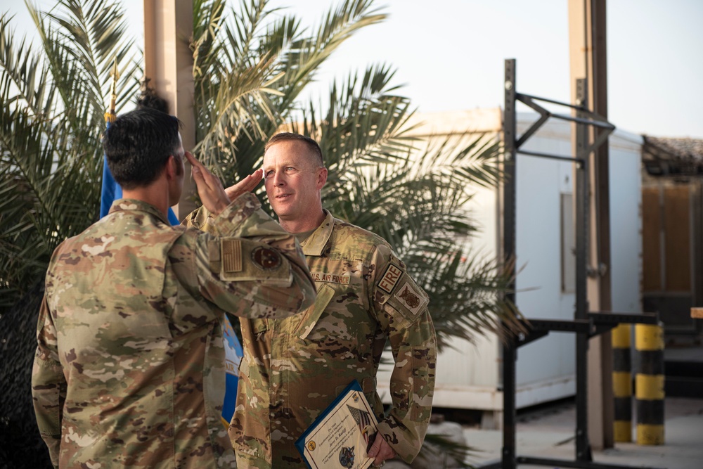 Firefighter promotes to Chief Master Sergeant while deployed