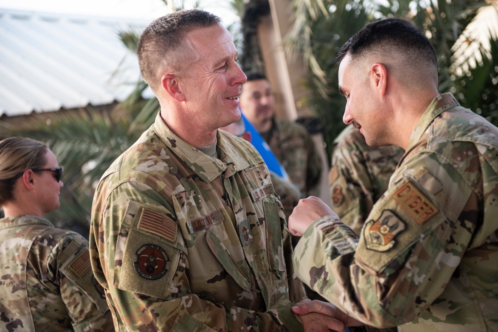 Firefighter promotes to Chief Master Sergeant while deployed