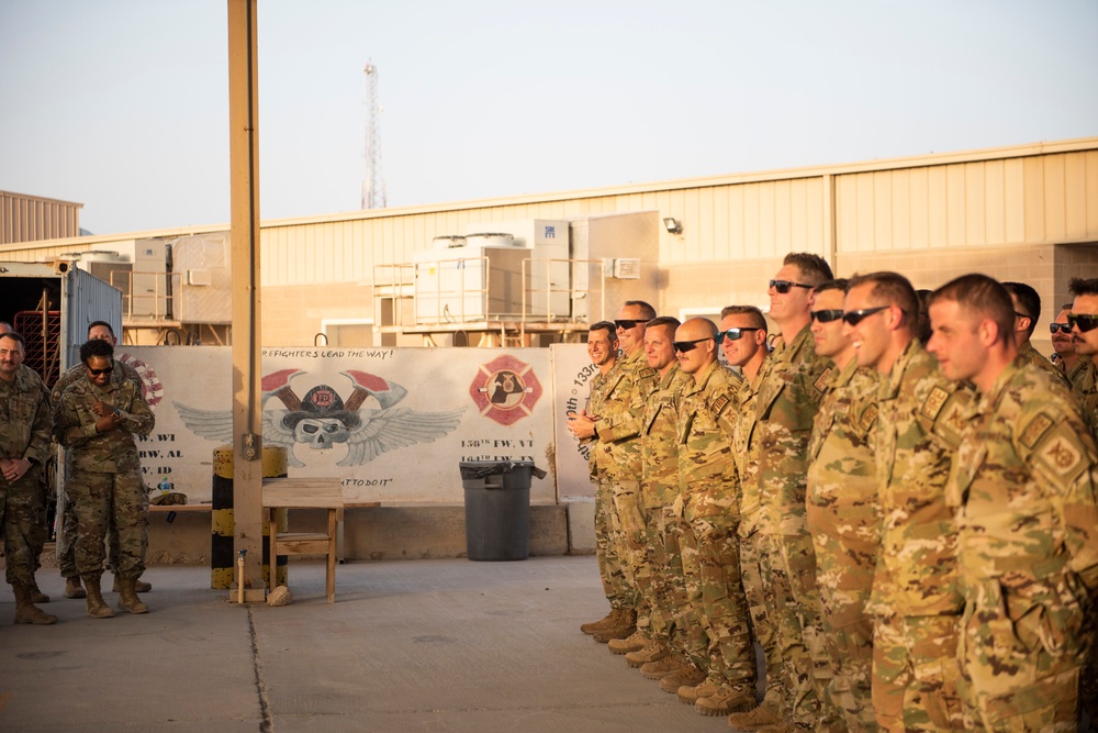 Firefighter promotes to Chief Master Sergeant while deployed