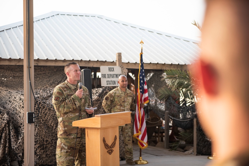 Firefighter promotes to Chief Master Sergeant while deployed