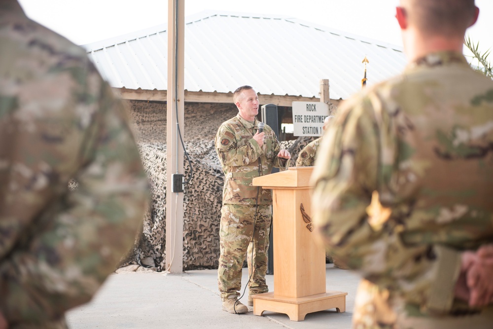 Firefighter promotes to Chief Master Sergeant while deployed