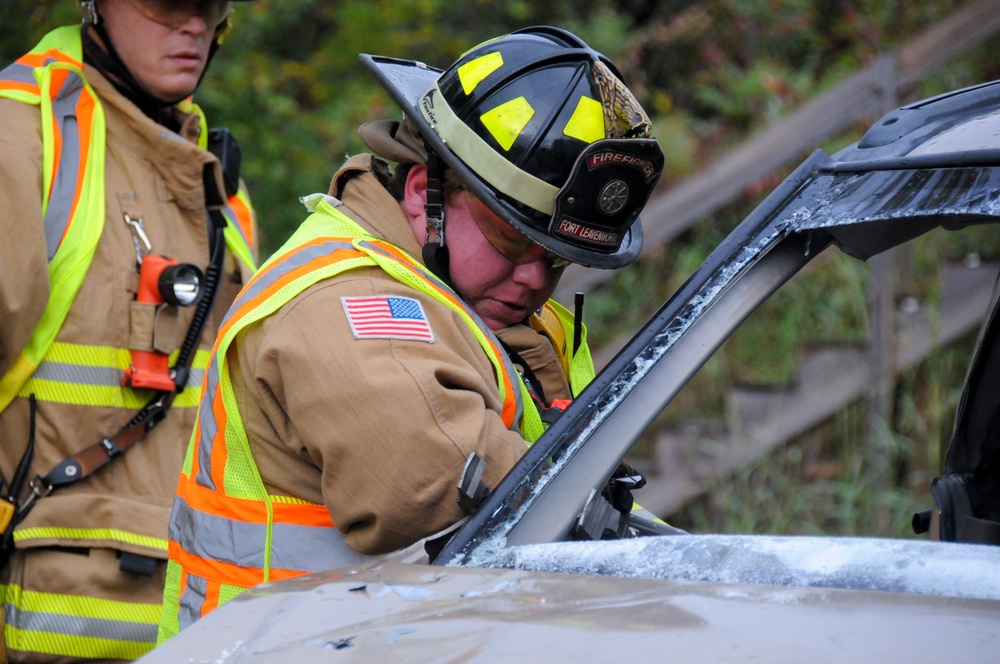 Fort Leavenworth Emergency Services practice multi-vehicle accident response