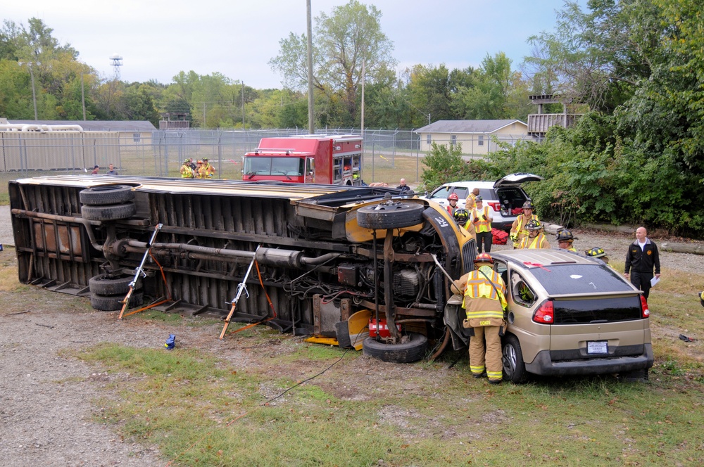 Fort Leavenworth Emergency Services practice multi-vehicle accident response