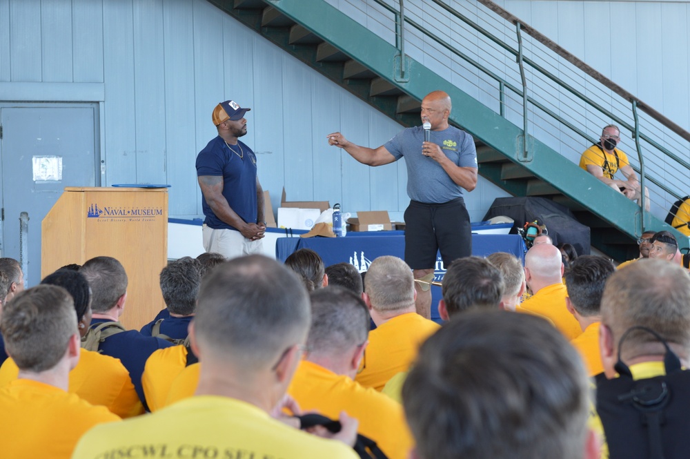 Retired CWO5 Phillip Brashear speaks to Chief Petty Officer selectees at Hampton Roads Naval Museum