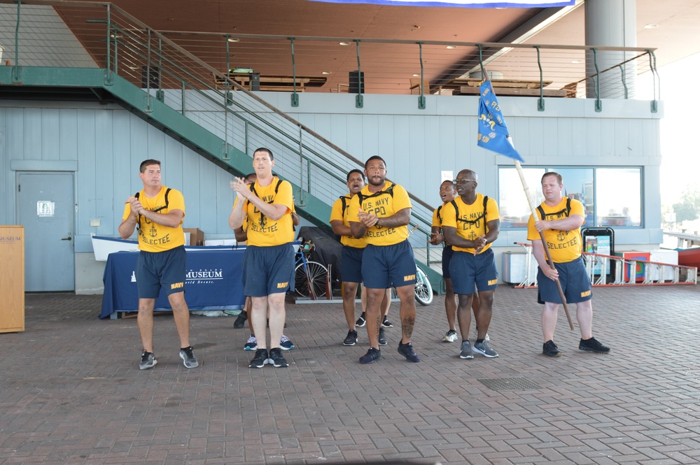 Chief Petty Officer selectees compete in cadence and guidon competition