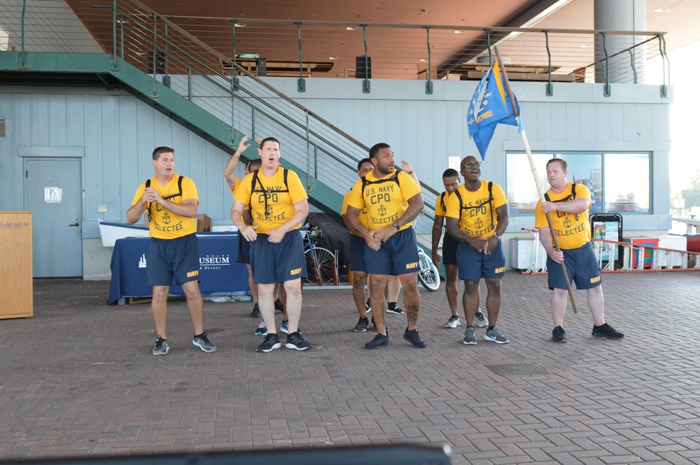 Chief Petty Officer selectees compete in cadence and guidon competition