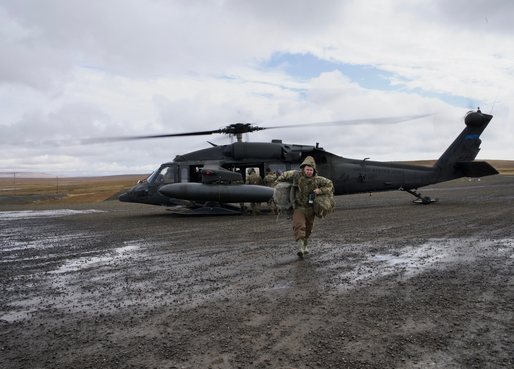 Service members in Joint Task Force-Bethel arrive in Tununak, Alaska for Operatin
