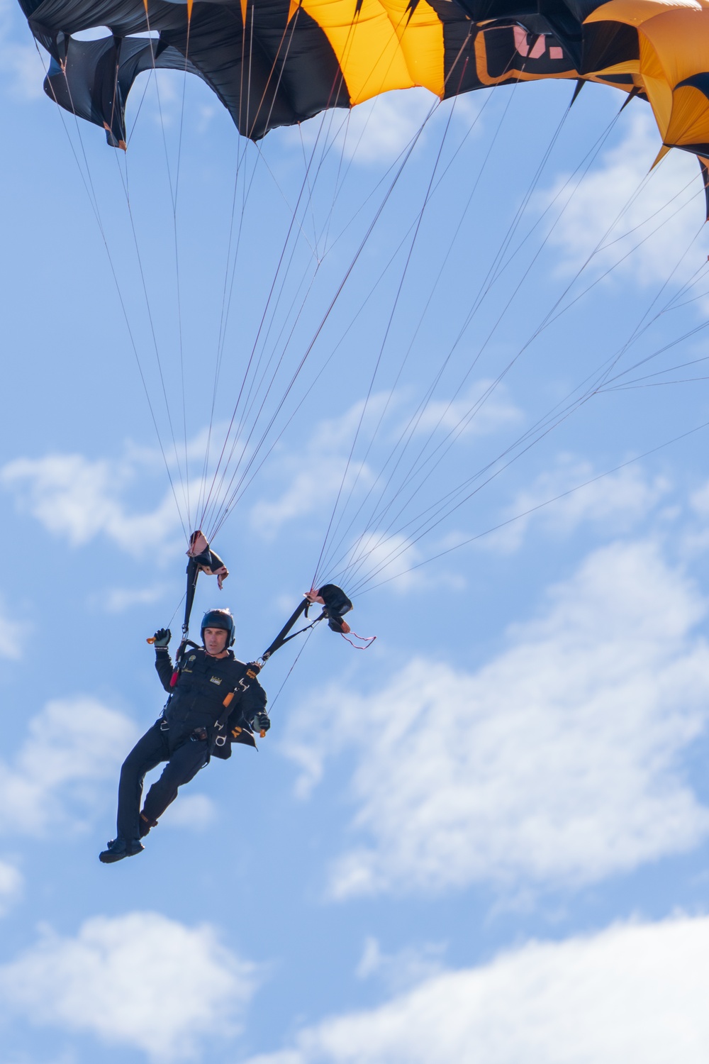 The U.S. Army Parachute Team skydives into Miramar Airshow