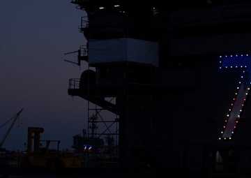 Three Carriers Moored Pierside Onboard Naval Air Station North Island