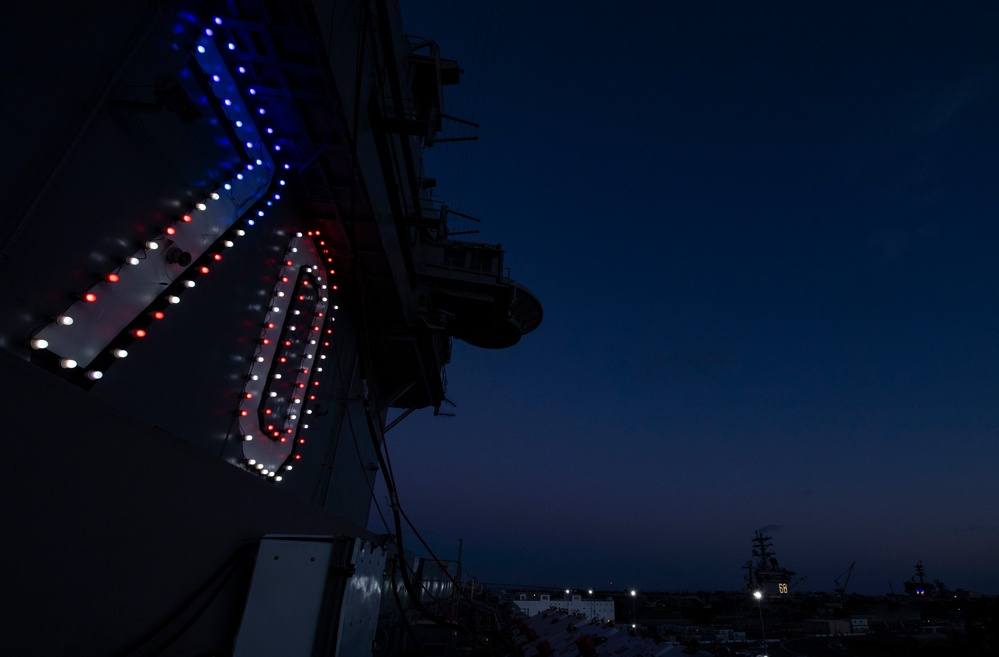 Three Carriers Moored Pierside Onboard Naval Air Station North Island