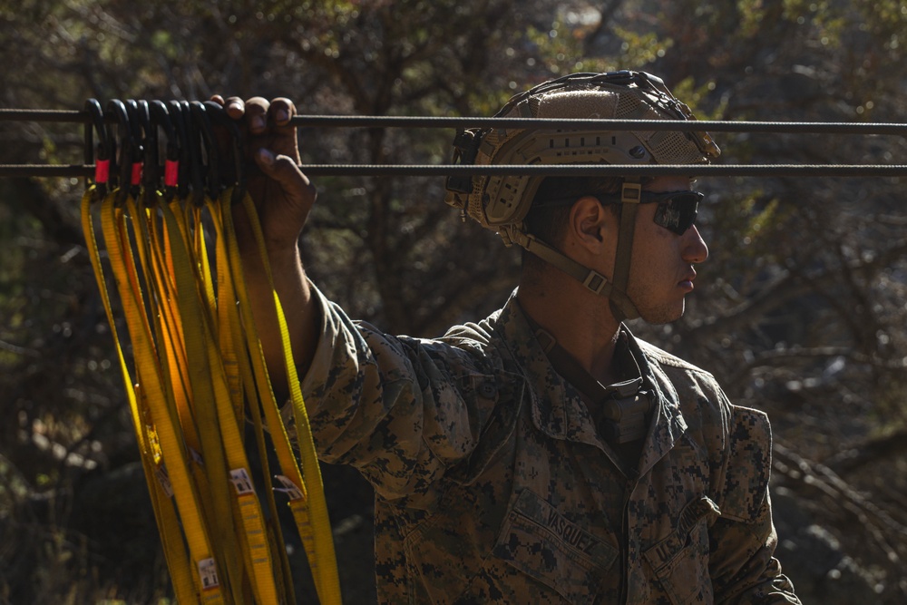 2nd Bn., 1st Marines learns to rappel at Bridgeport