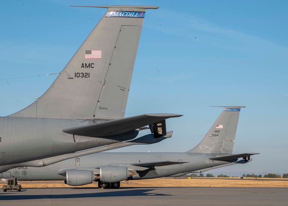 MacDill AFB KC-135 Stratotankers land at Fairchild AFB after evacuating hurricane