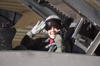 Honorary commander takes flight