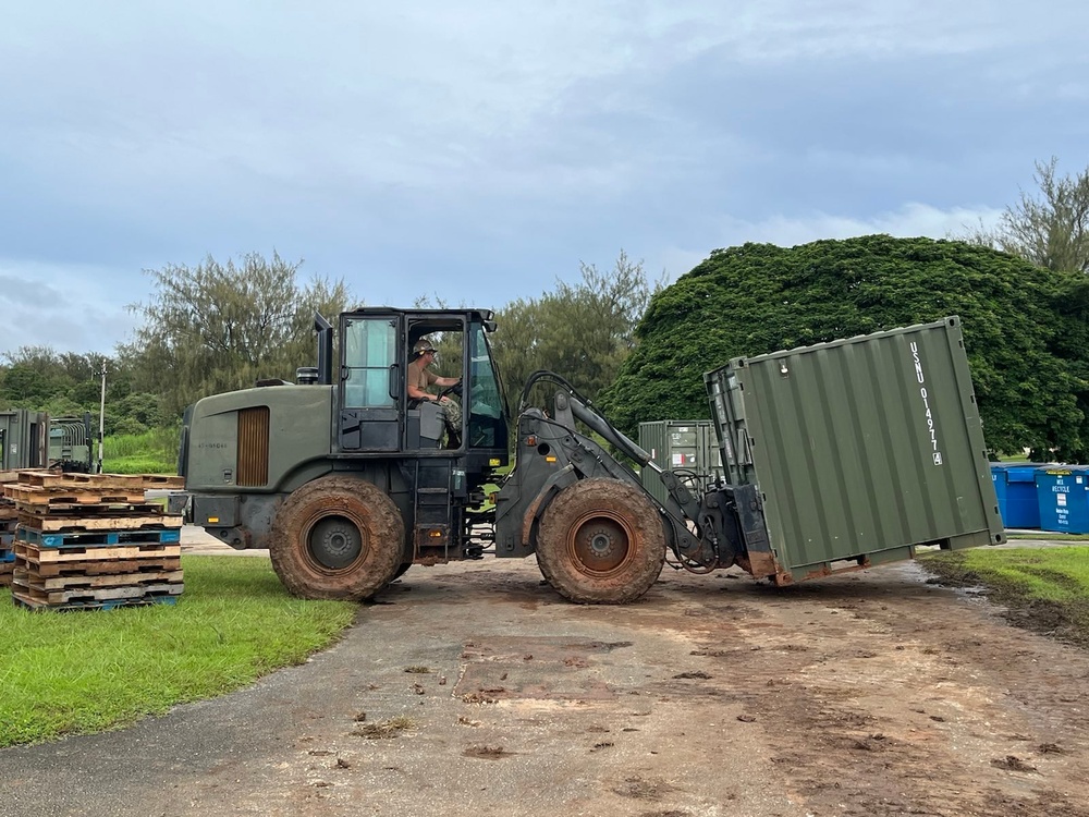 Seabees retrograde tri-cons in support of Pacific Vanguard Expeditionary Maritime Operations Center