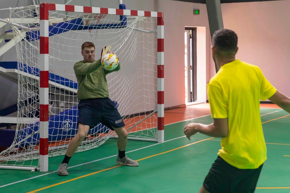 USS Farragut (DDG 99) Sailors Play Soccer with Algerian Naval Forces