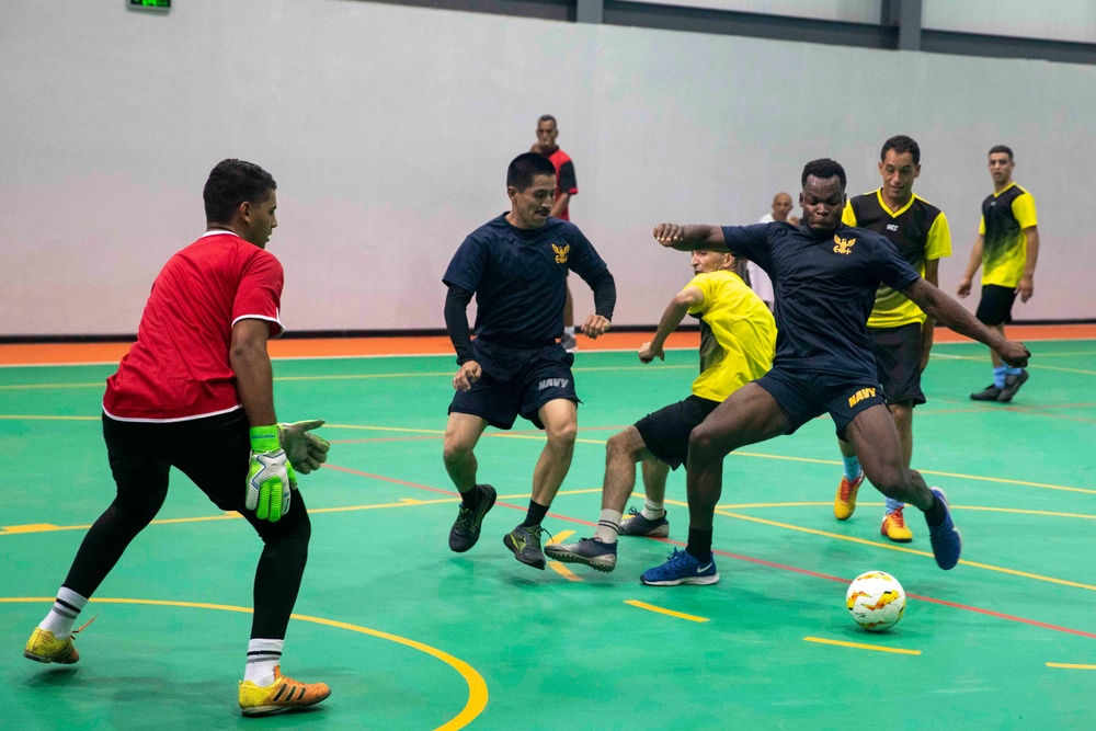 USS Farragut (DDG 99) Sailors Play Soccer with Algerian Naval Forces
