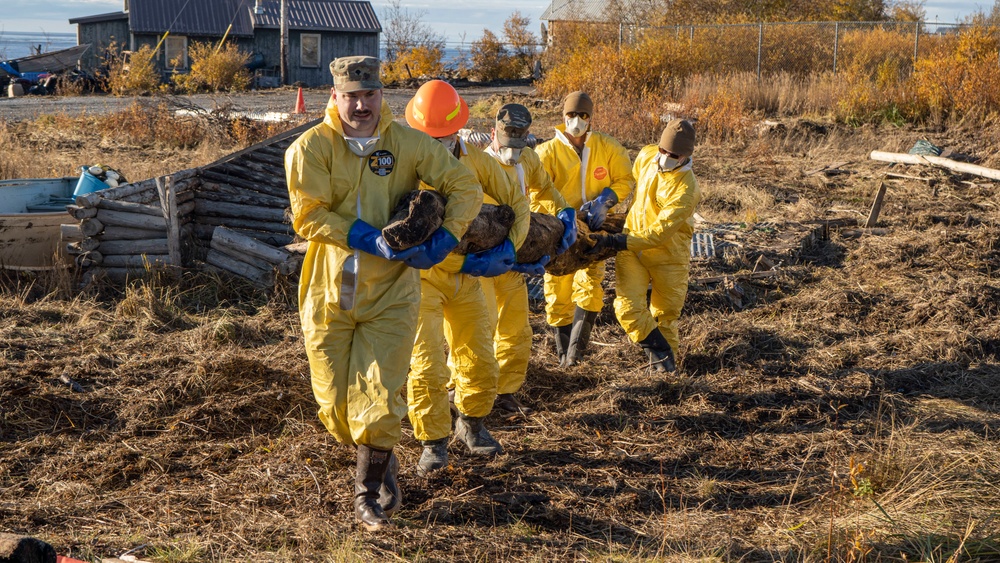 Alaska National Guardsmen clear storm debris for Operation Merbok Response