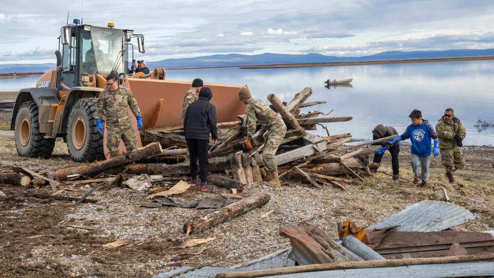 Alaska National Guardsmen clear storm debris for Operation Merbok Response