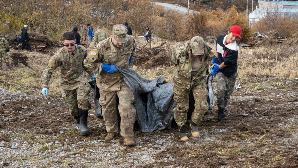 Alaska National Guardsmen clear storm debris for Operation Merbok Response