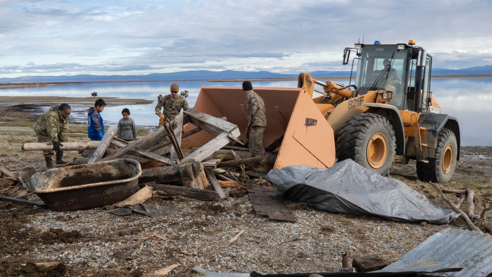 Alaska National Guardsmen clear storm debris for Operation Merbok Response