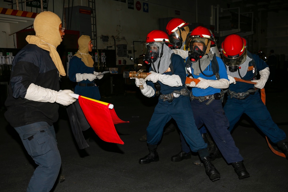 Abraham Lincoln Sailors participate in general quarters