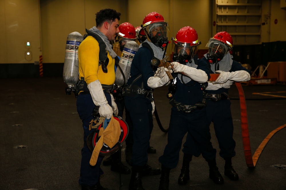 Abraham Lincoln Sailors participate in general quarters