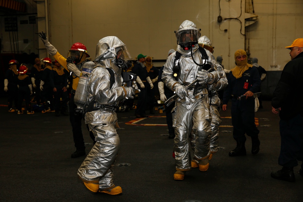 Abraham Lincoln Sailors participate in general quarters