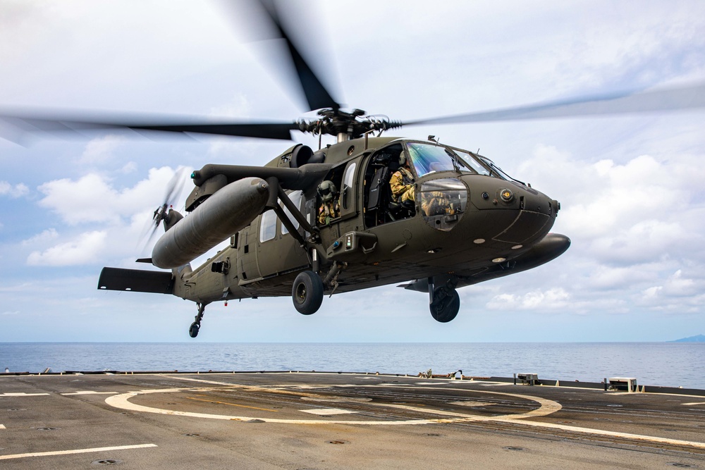 USS Chancellorsville Conducts Flight Ops with US Army 2nd Combat Aviation Brigade