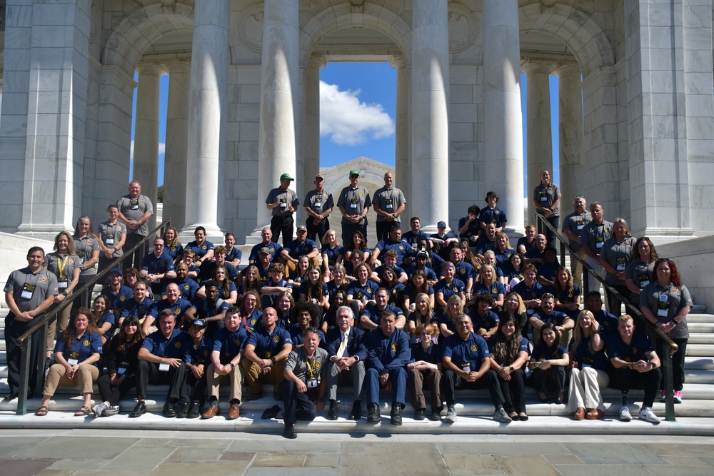 IAFF Burn Camp survivors pose for photo at Arlington National Cemetery.