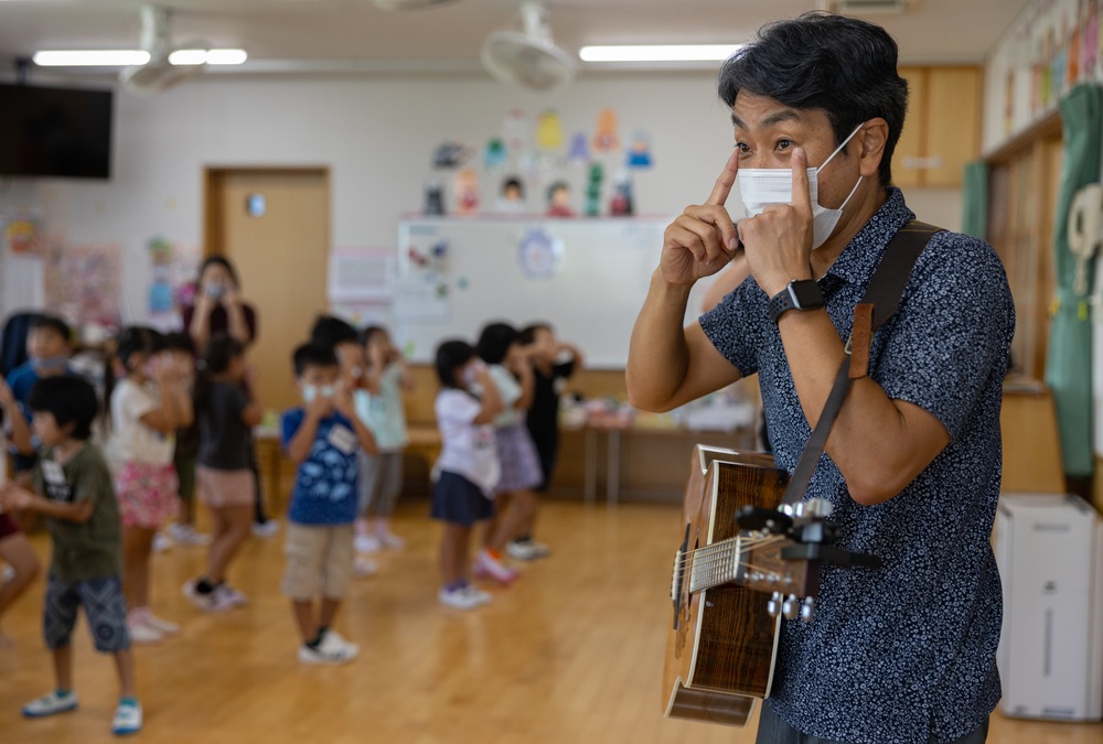 Marines Teach Suginoko Preschool Students English