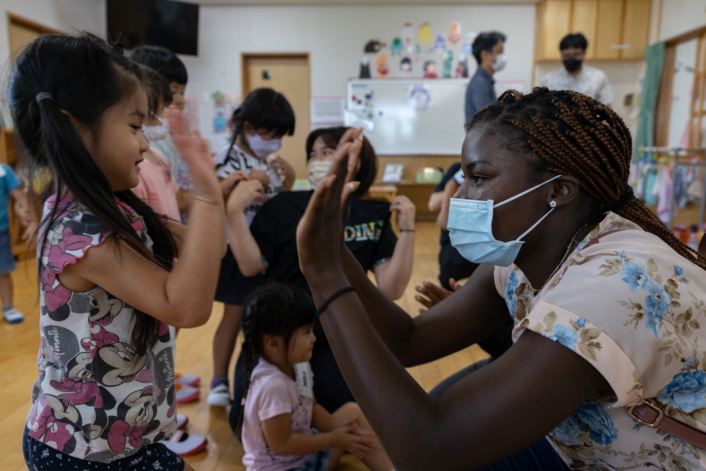 Marines Teach Suginoko Preschool Students English