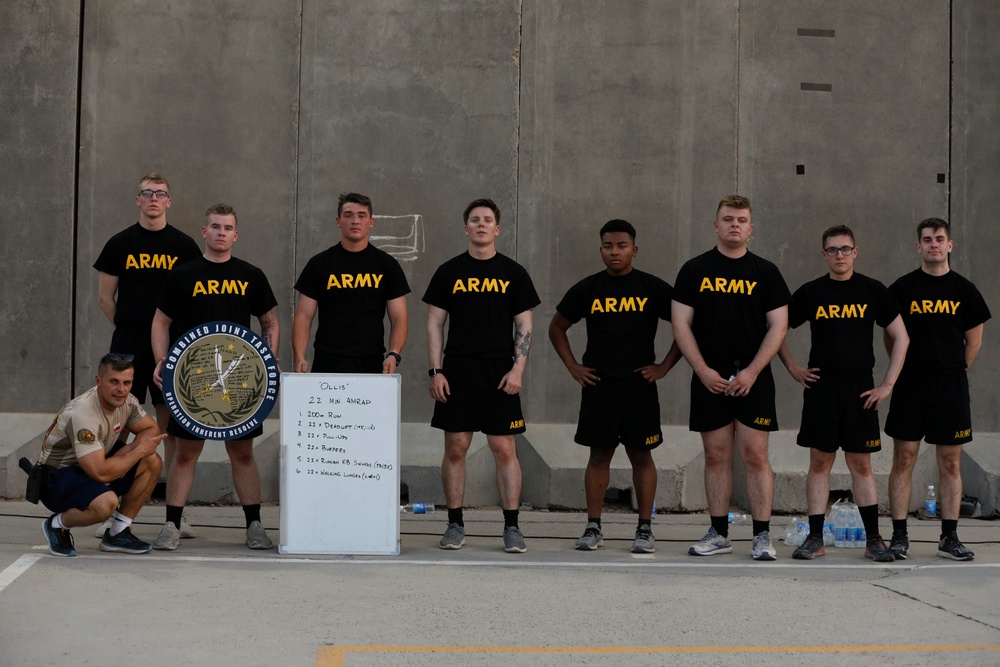 Combined Joint Task Force Operation Inherent Resolve participate in the SSG Ollis CrossFit Challenge