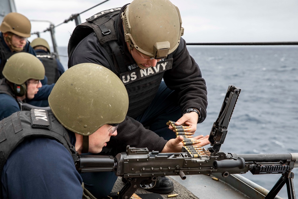 USS Arlington crew-served weapons training