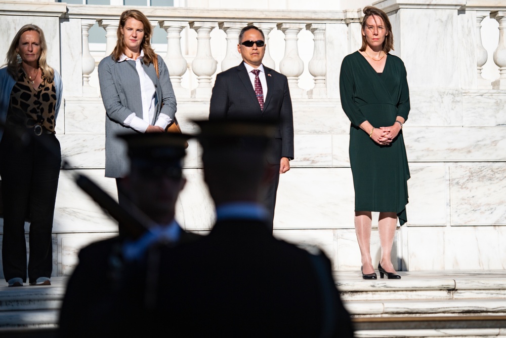Minister of Interior and Kingdom Affairs for the Netherlands Hanke Bruins Slot Participates in a Public Wreath-Laying at the Tomb of the Unknown Soldier