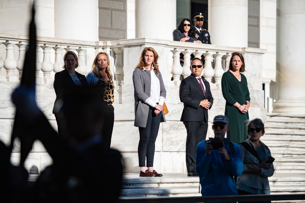Minister of Interior and Kingdom Affairs for the Netherlands Hanke Bruins Slot Participates in a Public Wreath-Laying at the Tomb of the Unknown Soldier