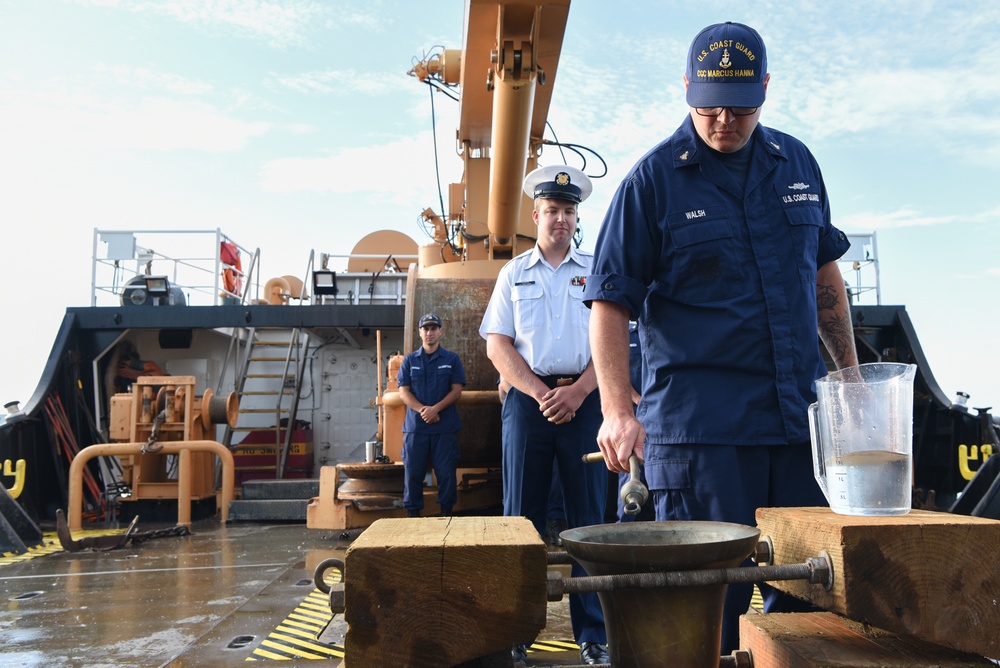 Cutterman ceremony on board the Coast Guard Cutter Marcus Hanna