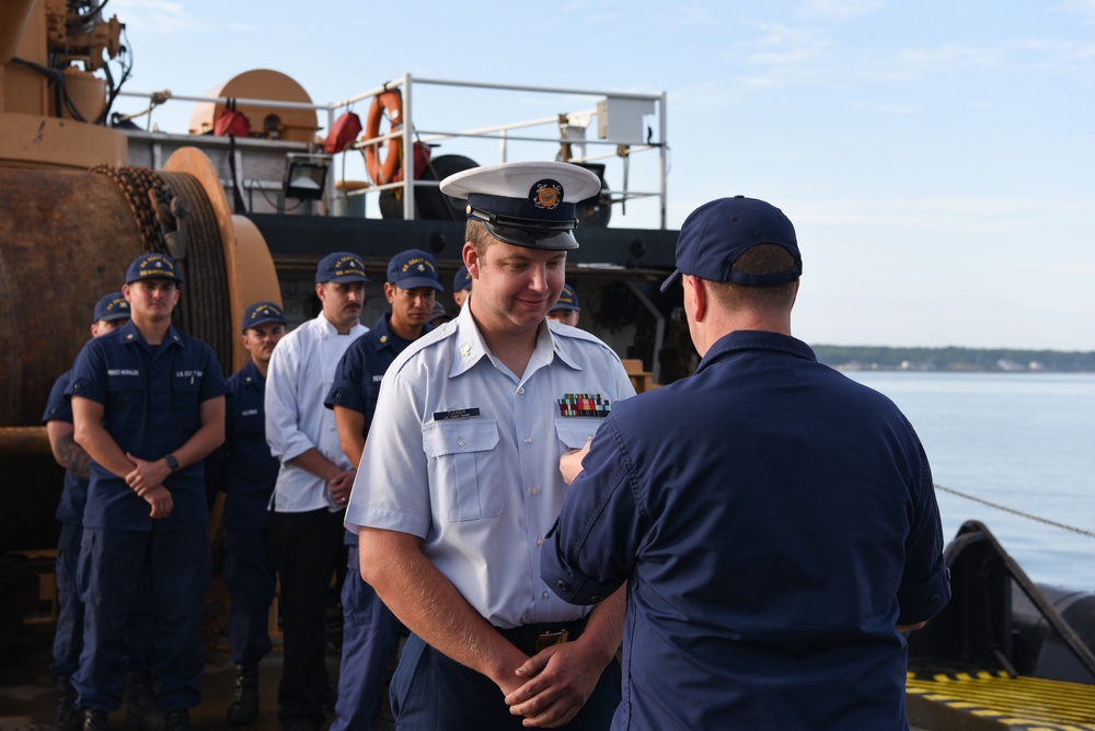 Cutterman ceremony on board the Coast Guard Cutter Marcus Hanna