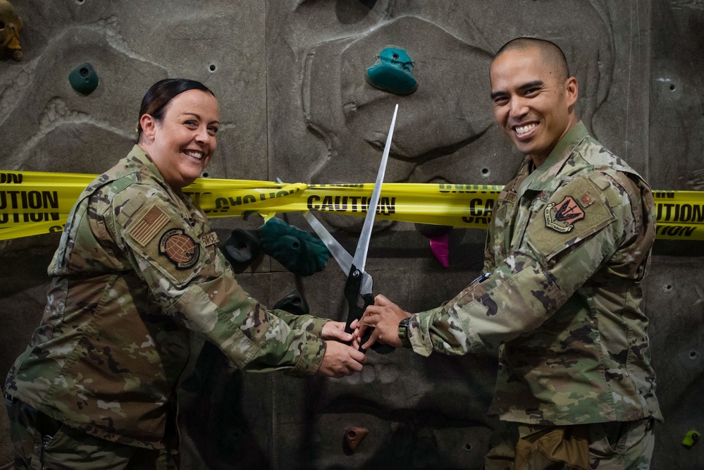 Take a peak: GFAFB fitness center reopens rock wall